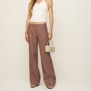 NWT Reformation Vida Low Rise Linen Pant Mink Size 10